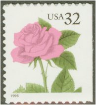 2492a 32c Rose, Self Adhesive Booklet Pane F-VF Mint NH #2492a