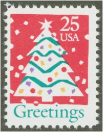 2515 25c Christmas Tree Plate Block #2515pb
