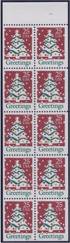 2516a 25c Christmas Tree Booklet Pane F-VF Mint NH #2516a