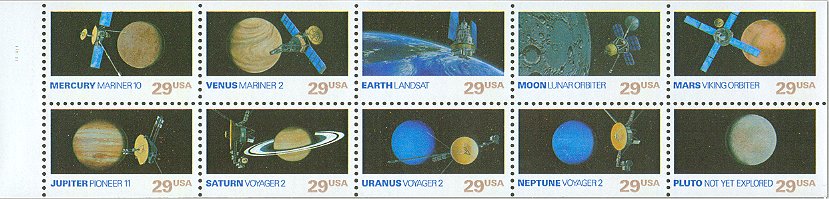 2568-77 29c Space Exploration,Singles F-VF Mint NH #2568-77sg