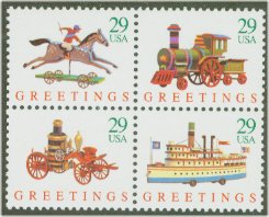 2711-4 29c Christmas Toys Attached Block of 4 F-VF Mint NH #2711-4nh