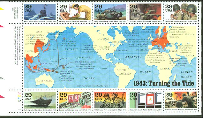 2765 29c WW II Souvenir Sheet of 10 #2765ss