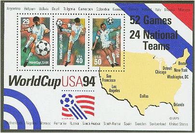 2837` 1.19 Soccer Souvenir Sheet Used Single #2837ssused