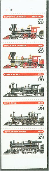 2843-7 29c Locomotives Singles Set of 5 Used Singles #2843-7usg