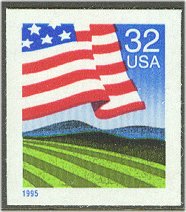 2919a 32c Flag/Field Booklet Pane F-VF Mint NH #2919a