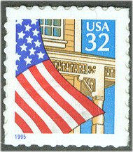 2920 32c Flag over Porch large1995F-VF Mint NH #2920nh