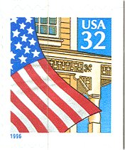 2920De 32c Flag over Porch (1996), Booklet Pane of 10 F-VF Mint  #2920e
