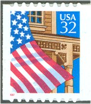 2921 32c Flag/Porch from Booklet red 1996 Used Single #2921used