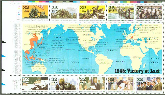 2981 32c WW II Souvenir Sheet (10) F-VF Mint NH #2981ss