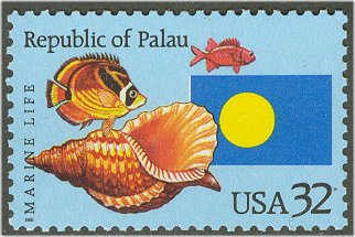 2999 32c Palau Plate Block #2999sh