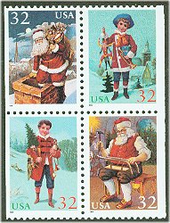 3004a-7a 32c Santa/Children Booklet Pane F-VF Mint NH #3004-7anh
