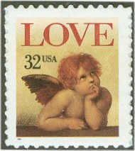 3030a 32c Love, Booklet Pane of 20 F-VF Mint NH #3030a