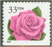 3052d 33c Coral Pink Rose Booklet Pane of 20 F-VF Mint NH #3052d