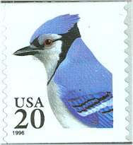3053 20c Blue Jay Self Adh Plate Number Coill Strip of 5 #3053pnc5