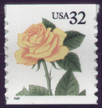 3054 32c Yellow Rose Plate Number Coill Strip of 3 #3065pnc
