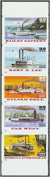 3091-5b 32c Riverboats Special Die Cut  #3091-58bnh