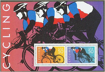 3119 50c Cycling (2) Souvenir Sheet Used #3119ssused