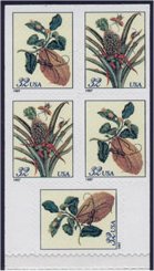 3128b 32c Botanical, Booklet Pane of 5 F-VF Mint NH #3128b
