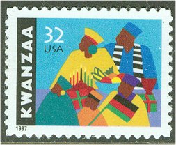 3175 32c Kwanzaa Plate Block #3175pb
