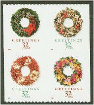 3245-48 32c Wreaths,Vending Set of 4 Used Singles #3245-8usg