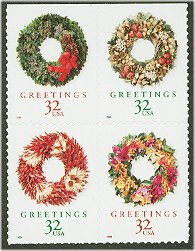 3249-52a 32c Wreaths Self Adhesive Booklet Pane of 20 #3252a