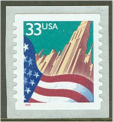 3282 33c Flag over City, Self Adhesive Coil F-VF Mint NH #3282nh