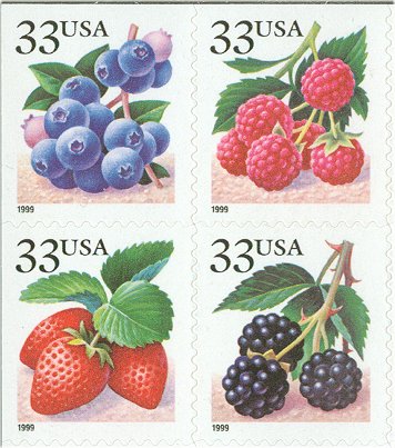 3294-97 33c Fruit Berries Set of 4 Used Singles  #3294-7usg