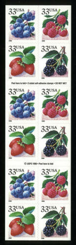 3297d 33c Fruit Berries (2000) Double Sided Booklet #3297d_mnh
