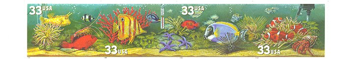 3317-20 33c Aquarium Fish Set of 4 Singles Mint NH #3317-20nhsgt