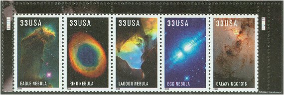 3384-8 33c Hubble Telescope F-VF Mint NH Strip of 5 #3384-8_mnh