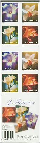 3457e (34c) Four Flowers,10.25 x 10.75 Double Sided Booklet of 20  #3457edbl