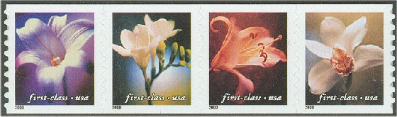 3462-65 (34c) Four Flowers Coil F-VF Mint NH #3462-5nh