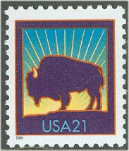 3467 21c Bison Water Activated F-VF Mint NH #3467nh