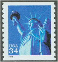 3476 34c Statue of Liberty WA Plate Number Coil Strip of 3 #3476pnc