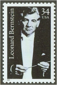 3521 34c Leonard Bernstein Plate Block #3521pb