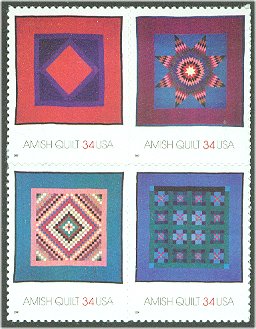 3524-7 34c Amish Quilts Set of 4 Used Singles #3524-7usg