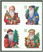 3537a-40a 34c Santas Set of 4 Used Singles #3537-40ausg