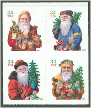 3541-4 34c Santas Set of 4 Used Singles #3541-4usg