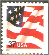 3634a 37c Flag Self Adhesive Lg 2002 USED Single from Booklet #3634ausedsgl