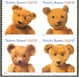 3653-56 37c Teddy Bears Set of 4 Used Singles #3653-6usg