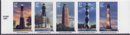 3787-91 37c Lighthouses Set of 5 Used Singles #3787-91usg