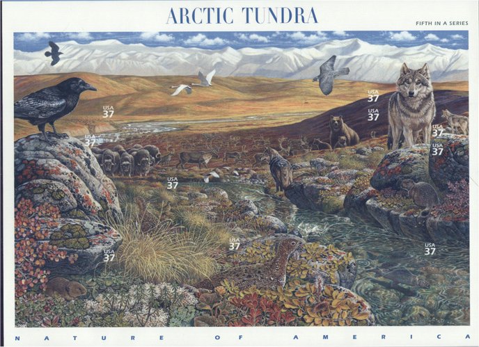 3802 37c Arctic Tundra F-VF Mint NH Pane of 10 #3802sh