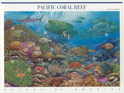 3831 37c Pacific Reef F-VF Mint NH Souvenir Sheet of 10 #3831sh