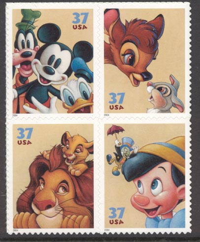 3865-8 37c Disney Set of Mint Singles #38865-8sg