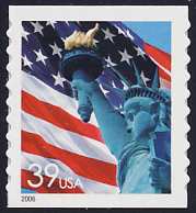 3981 39c Liberty  flag Coil Die Cut 9.5 F-VF Mint NH #3981nh