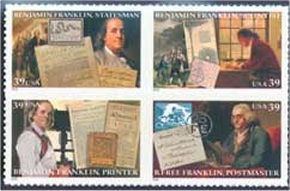 4021-4 39c Benjamin Franklin Set of 4 Mint Singles #4031-4sg