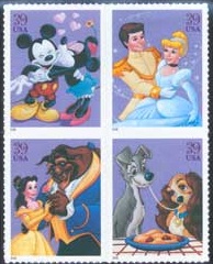 4025-8 39c Disney Romance Set of 4 Used Singles #4025-8sg