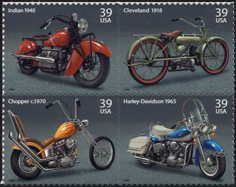 4085-8 39c Motorcycles F-VF Mint NH #4085-8nh