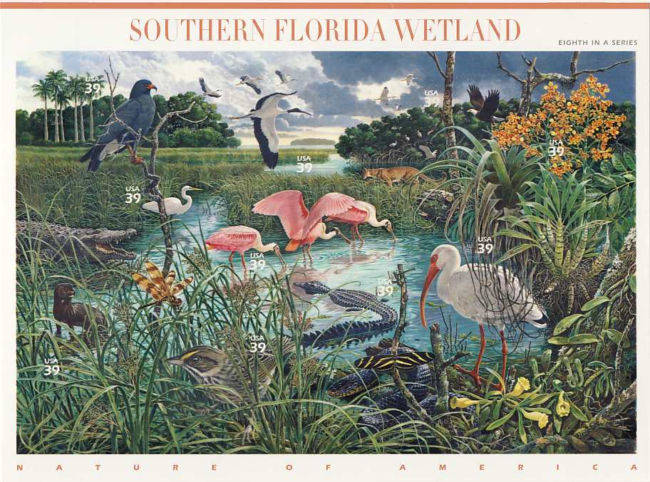 4099 39c Florida Wetlands Sheet Set of 10 Used Singles #4099a-jusg
