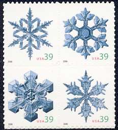 4101-4 39c Snowflakes Set of 4 Used singles #4101-4usg